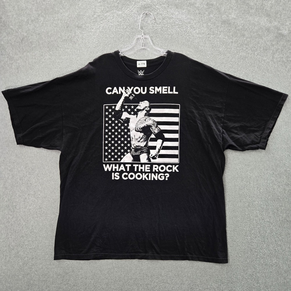 WWE Men Shirt 3XL Black Can You Smell‎ What The Rock Is Cooking Graphic Tee